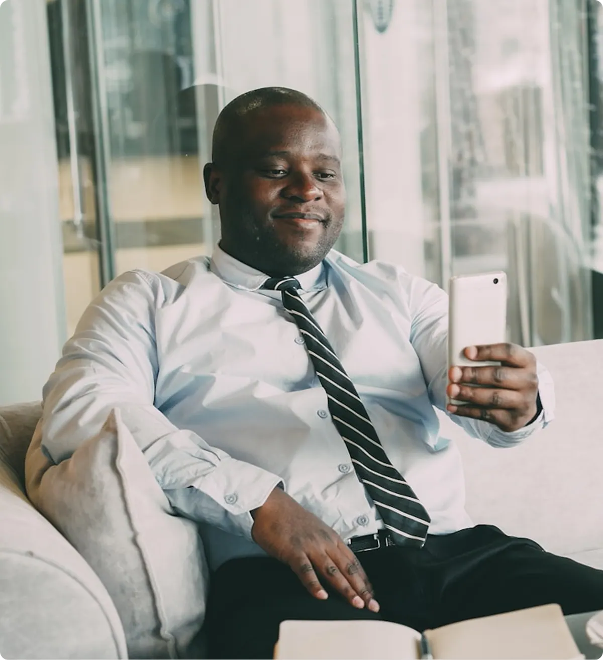 Business professional using phone