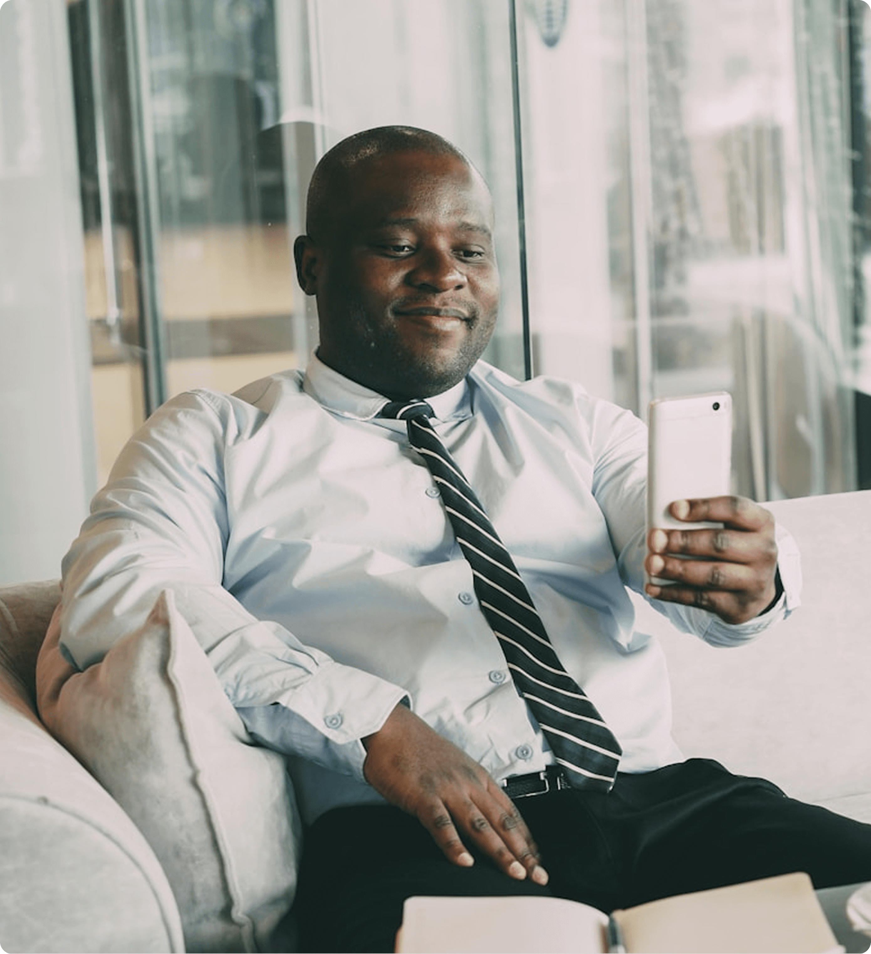Business professional using phone
